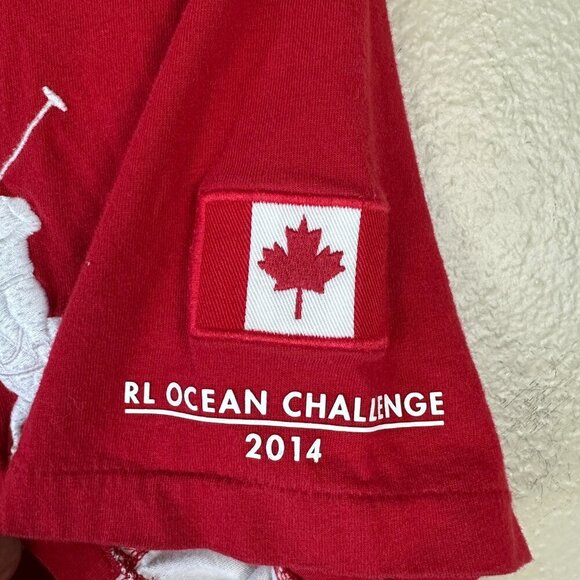 Polo Ralph Lauren Canada National Shirt Logo 2014 Racing Casual Red White Medium - Picture 6 of 6